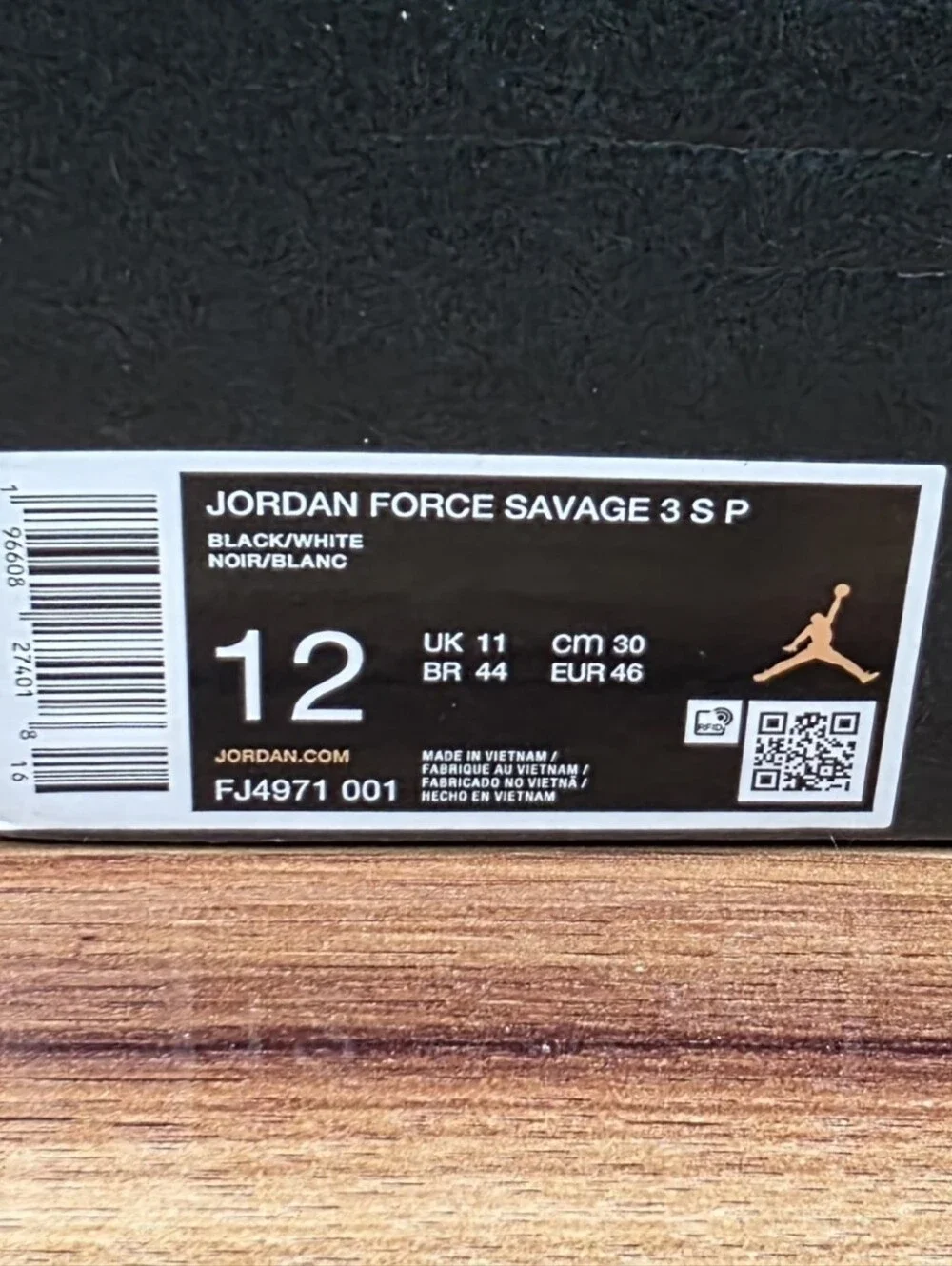 Jordan Force Savage 3 Black White FJ4971 001 Men's Size 12 Football Cleats New